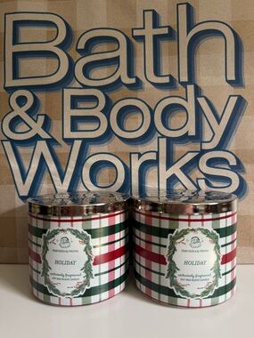Bath & Body Works Holiday Plaid Candle Set Of 2 Christmas Wax Warmers Home Scent